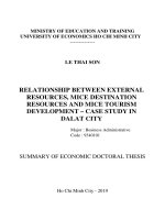 Mối quan hệ giữa các nguồn lực bên ngoài, nguồn lực điểm đến MICE và sự phát triển du lịch MICE   trường hợp nghiên cứu tại đà lạt tt tiếng anh 