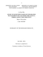 Nghiên cứu cơ sở khoa học quản lý tổng hợp khu rừng tràm gáo giồng, tỉnh đồng tháp tt tiếng anh 