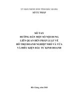 SỔ TAY HƯỚNG DẪN MỘT SỐ NỘI DUNG LIÊN QUAN ĐẾN PHÁP LUẬT VỀ HỖ TRỢ DOANH NGHIỆP NHỎ VÀ VỪA VÀ ĐIỀU KIỆN ĐẦU TƯ KINH DOANH
