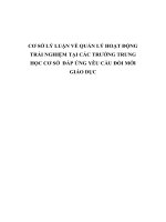CƠ sở LÝ LUẬN về QUẢN lý HOẠT ĐỘNG TRẢI NGHIỆM tại các TRƯỜNG TRUNG học cơ sở  đáp ỨNG yêu cầu đổi mới GIÁO dục 