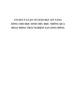 CƠ sở lý LUẬN về GIÁO dục kỹ NĂNG SỐNG CHO học SINH TIỂU học THÔNG QUA HOẠT ĐỘNG TRẢI NGHIỆM tại CỘNG ĐỒNG 
