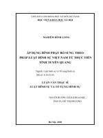 (Luận văn thạc sĩ) Áp dụng hình phạt bổ sung theo pháp luật hình sự Việt Nam từ thực tiễn tỉnh Tuyên Quang