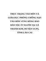 THỰC TRẠNG tảo hôn và GIÁO dục PHÒNG CHỐNG nạn tảo hôn VÙNG ĐỒNG bào dân tộc ít NGƯỜI tại xã THANH KIM, HUYỆN SA PA, TỈNH lào CAI 