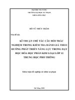 Kĩ thuật chế tác câu hỏi trắc nghiệm trong kiểm tra đánh giá theo hướng phát triển năng lực trong dạy học hóa học phần kim loại lớp 12 trung học phổ thông