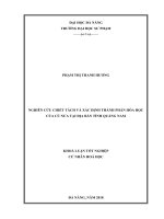 Nghiên cứu chiết tách và xác định thành phần hoá học của củ nưa tạin địa bàn tỉnh quảng nam