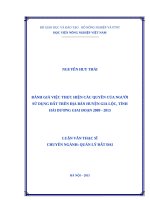 Đánh giá việc thực hiện các quyền của người sử dụng đất trên địa bàn huyện gia lộc, tỉnh hải dương giai đoạn 2009 2013 
