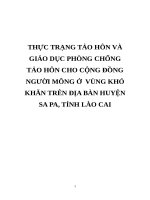 THỰC TRẠNG tảo hôn và GIÁO dục PHÒNG CHỐNG tảo hôn CHO CỘNG ĐỒNG NGƯỜI MÔNG ở  VÙNG KHÓ KHĂN TRÊN địa bàn HUYỆN SA PA, TỈNH lào CAI 