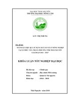 Đánh giá hiệu quả sử dụng đất sản xuất nông nghiệp tại xã Phúc Tân, thị xã Phổ Yên, tỉnh Thái Nguyên giai đoạn 2013 2016 (Khóa luận tốt nghiệp)