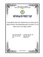 Giải pháp chủ yếu nhằm tăng cường quản trị sử dụng vốn kinh doanh tại công ty cổ phần xây lắp trực ninh 