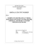 Nghiên cứu hấp phụ ion cu2+ trong dung dịch nước bằng vật liệu hấp phụ chitosan, axit humic và tổ hợp chitosan axit humic
