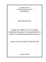 Nghiên cứu chiết tách và xác định thành phần hóa học từ các dịch chiết của lông cu li (cibotium barometz l) ở đà lạt