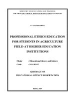 Giáo dục đạo đức nghề nghiệp cho sinh viên ngành nông nghiệp tại các cơ sở giáo dục đại học  tt tiếng anh 