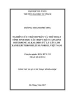 Nghiên cứu thành phần và thử hoạt tính sinh học các hợp chất Cassaine Diterpene Alkaloids từ lá cây Lim xanh Erythrophleum fordii, Việt Nam