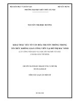 KHAI THÁC yếu tố văn hóa TRUYỀN THỐNG TRONG tổ CHỨC KHÔNG GIAN CÔNG VIÊN tại đô THỊ bắc NINH (lấy CÔNG VIÊN KHU vực KHU đô THỊ mới tây bắc làm địa bàn THÍ điểm) tt 