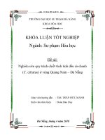 Nghiên cứu quy trình chiết tách tinh dầu sả chanh (C. citratus) ở vùng Quảng Nam – Đà Nẵng