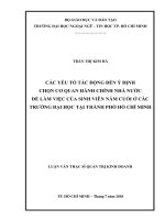 Các yếu tố tác động đến ý định chọn cơ quan hành chính Nhà nước để làm việc của sinh viên năm cuối ở các trường đại học tại Thành phố Hồ Chí Minh