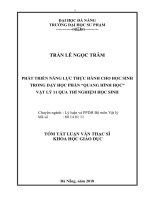 Phát triển năng lực thực hành cho học sinh trong dạy học phần “quang hình học” vật lý 11 qua thí nghiệm học sinh