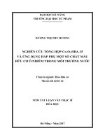 Nghiên cứu tổng hợp Cr2O3 SBA-15 và ứng dụng hấp phụ một số chất màu hữu cơ ô nhiễm trong môi trường nước
