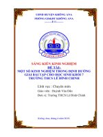 SKKN Một số kinh nghiệm trong việc định hướng giải bài tập vật lý cho học sinh khối lớp 7 trường THCS Lê Đình Chinh