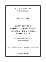 Xây dựng hệ thống hỗ trợ tư vấn hướng nghiệp tại Trường THPT Nguyễn Huệ tỉnh Quảng Nam