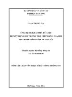 Ứng Dụng Khai Phá Dữ Liệu Để Xây Dựng Hệ Thống Trợ Giúp Đánh Giá Rủi Ro Trong Bảo Hiểm Xe Cơ Giới