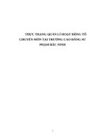 THỰC TRẠNG QUẢN lí HOẠT ĐỘNG tổ CHUYÊN môn tại TRƯỜNG CAO ĐẲNG sư PHẠM bắc NINH 