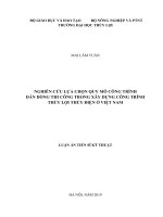 Nghiên cứu lựa chọn quy mô công trình dẫn dòng thi công trong xây dựng công trình thủy lợi thủy điện ở Việt Nam (Luận án tiến sĩ)