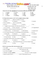 de luyen thi vao lop 10 mon tieng anh truong thcs huong son bac giang nam hoc 2016 2017 