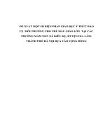 ĐỀ XUẤT một số BIỆN PHÁP GIÁO dục ý THỨC bảo vệ  môi TRƯỜNG CHO TRẺ mẫu GIÁO lớn  tại các TRƯỜNG mầm NON xã KIÊU kỵ, HUYỆN GIA lâm  THÀNH PHỐ hà nội dựa vào CỘNG ĐỒNG 