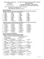 de thi vao lop 10 mon tieng anh chuyen truong thpt chuyen tran phu hai phong nam 2015 