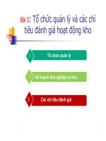 TỔ CHỨC QUẢN lý và các CHỈ TIÊU ĐÁNH GIÁ HOẠT ĐỘNG KHO