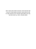 THỰC TRẠNG HOẠT ĐỘNG GIÁO dục NGOÀI GIỜ lên lớp và QUẢN lý HOẠT ĐỘNG GIÁO dục NGOÀI GIỜ lên lớp của học SINH dân tộc ở TRƯỜNG PHỔ THÔNG dân tộc nội TRÚ HUYỆN lạc THỦY, TỈNH hòa BÌNH 