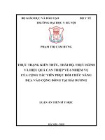 LATS Y HỌC -Thực trạng kiến thức, thái độ, thực hành và hiệu quả can thiệp về 6 nhiệm vụ của cộng tác viên phục hồi chức năng dựa vào cộng đồng tại Hải Dương (FULL TEXT)