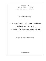 Nâng cao năng lực cạnh tranh để phát triển du lịch nghiên cứu trường hợp Cát Bà (Luận án tiến sĩ)