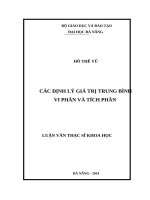 CÁC ĐỊNH LÝ GIÁ TRỊ TRUNG BÌNH VI PHÂN VÀ TÍCH PHÂN