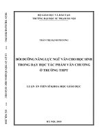 (Luận án tiến sĩ) Bồi dưỡng năng lực ngữ văn cho học sinh trong dạy học tác phẩm văn chương ở trường THPT