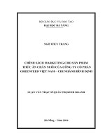 Chính sách marketing cho sản phẩm thức ăn chăn nuôi của công ty cổ phần greenfeed việt nam   chi nhánh bình định  