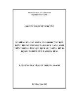 Nghiên cứu các nhân tố ảnh hưởng đến lòng trung thành của khách hàng sinh viên trong lĩnh vực dịch vụ thông tin di động nghiên cứu tại kon tum 