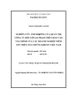 Nghiên cứu ảnh hưởng của quản trị công ty đối với sai phạm trên báo cáo tài chính của các doanh nghiệp niêm yết trên sàn chứng khoán việt nam 