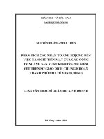 Phân tích các nhân tố ảnh hưởng đến việc nắm giữ tiền mặt của các công ty ngành sản xuất kinh doanh niêm yết trên sở giao dịch chứng khoán thành phố hồ chí minh 