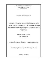 Nghiên cứu các nhân tố ảnh hưởng đến tính minh bạch thông tin của các công ty cổ phần niêm yết trên sở giao dịch chứng khoán hà nội 