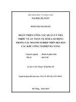Hoàn thiện công tác quản lý nhà nước về an toàn vệ sinh lao động trong các doanh nghiệp trên địa bàn các khu công nghiệp đà nẵng 