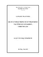 Quản lý hoạt động xuất nhập khẩu tại tỉnh savannakhet, CHDCND lào 