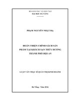 Hoàn thiện chính sách sản phẩm tại khách sạn thùy dương thành phố hội an 