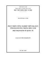 Phát triển nông nghiệp trên địa bàn tỉnh hải dương trong bối cảnh hội nhập kinh tế quốc tế 