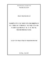 Nghiên cứu các nhân tố ảnh hưởng đến sự thỏa mãn trong công việc của nhân viên tại trung tâm y tế dự phòng, thành phố đà nẵng  
