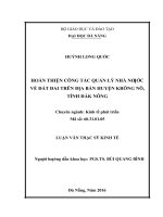 Hoàn thiện công tác quản lý nhà nước về đất đai trên địa bàn huyện kroong nô, tỉnh đăk nông 