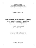 Phát triển nông nghiệp trên địa bàn tỉnh hải dương trong bối cảnh hội nhập kinh tế quốc tế tt 