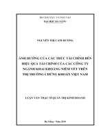 Ảnh hưởng cấu trúc tài chính đến hiệu quả tài chính của các công ty ngành khai khoáng niêm yết trên thị trường chứng khoán việt nam 