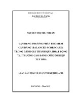 Vận dụng phương pháp tính thẻ điểm cân bằng ( BALANCED SCORECARD) trong đánh giá thành quả hoạt động tại trường cao đẳng công nghiệp tuy hòa 